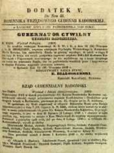 Dziennik Urzędowy Gubernii Radomskiej, 1849, nr 41, dod. V
