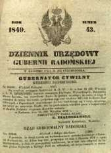 Dziennik Urzędowy Gubernii Radomskiej, 1849, nr 43