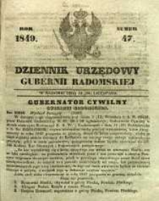 Dziennik Urzędowy Gubernii Radomskiej, 1849, nr 47