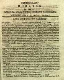 Dziennik Urzędowy Gubernii Radomskiej, 1849, nr 51, dod. nadzwyczajny