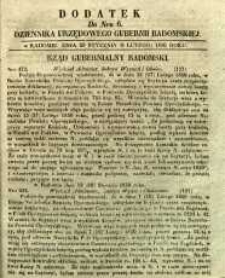 Dziennik Urzędowy Gubernii Radomskiej, 1850, nr 6, dod.