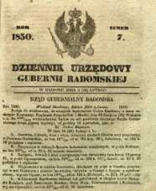 Dziennik Urzędowy Gubernii Radomskiej, 1850, nr 7