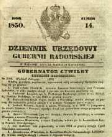 Dziennik Urzędowy Gubernii Radomskiej, 1850, nr 14