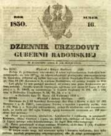 Dziennik Urzędowy Gubernii Radomskiej, 1850, nr 16