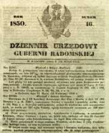 Dziennik Urzędowy Gubernii Radomskiej, 1850, nr 16