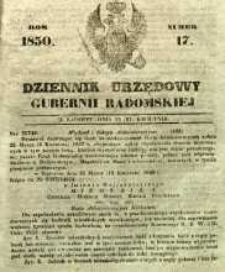 Dziennik Urzędowy Gubernii Radomskiej, 1850, nr 17