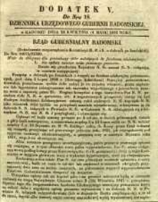 Dziennik Urzędowy Gubernii Radomskiej, 1850, nr 18, dod. V