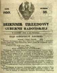 Dziennik Urzędowy Gubernii Radomskiej, 1850, nr 33