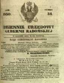 Dziennik Urzędowy Gubernii Radomskiej, 1850, nr 34