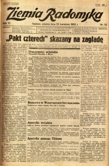 Ziemia Radomska, 1933, R. 6, nr 92