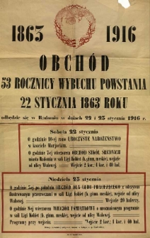 Obchód 53 rocznicy wybuchu powstania 22 stycznia 1863 roku