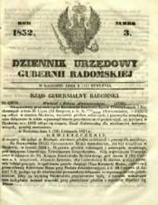 Dziennik Urzędowy Gubernii Radomskiej, 1852, nr 3