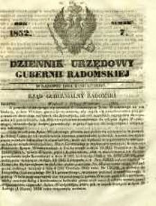 Dziennik Urzędowy Gubernii Radomskiej, 1852, nr 7