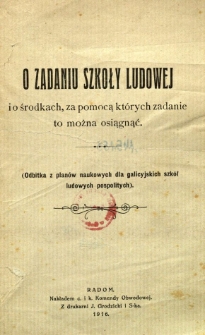 O zadaniu szkoły ludowej i o środkach za pomocą których zadanie to można osiągnąć