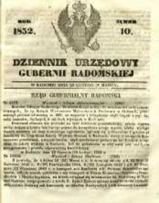 Dziennik Urzędowy Gubernii Radomskiej, 1852, nr 10