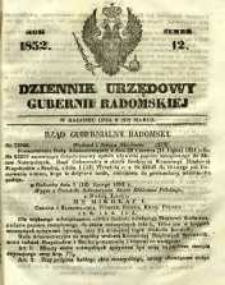 Dziennik Urzędowy Gubernii Radomskiej, 1852, nr 12