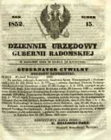 Dziennik Urzędowy Gubernii Radomskiej, 1852, nr 15