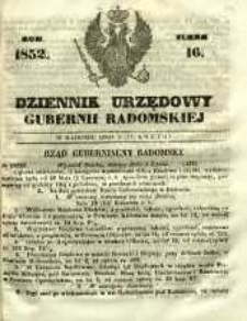 Dziennik Urzędowy Gubernii Radomskiej, 1852, nr 16