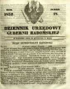 Dziennik Urzędowy Gubernii Radomskiej, 1852, nr 18
