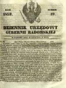 Dziennik Urzędowy Gubernii Radomskiej, 1852, nr 19