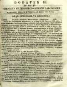 Dziennik Urzędowy Gubernii Radomskiej, 1852, nr 19, dod. III