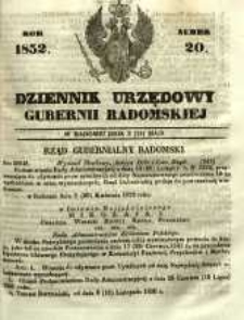 Dziennik Urzędowy Gubernii Radomskiej, 1852, nr 20