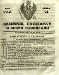 Dziennik Urzędowy Gubernii Radomskiej, 1852, nr 21