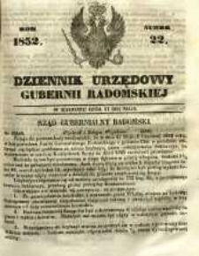 Dziennik Urzędowy Gubernii Radomskiej, 1852, nr 22