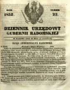 Dziennik Urzędowy Gubernii Radomskiej, 1852, nr 23
