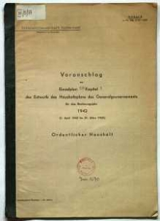 Voranschlag zu Einzelplan III Kapitel 1 des Entwurfs des Haushaltsplans des Generalgouvernements für das Rechnungsjahr 1942 - Kreishauptmannschaft Radom - Land