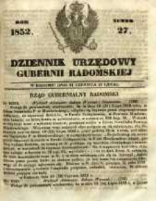 Dziennik Urzędowy Gubernii Radomskiej, 1852, nr 27