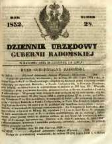 Dziennik Urzędowy Gubernii Radomskiej, 1852, nr 28