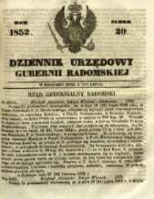 Dziennik Urzędowy Gubernii Radomskiej, 1852, nr 29