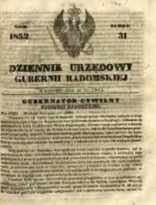 Dziennik Urzędowy Gubernii Radomskiej, 1852, nr 31