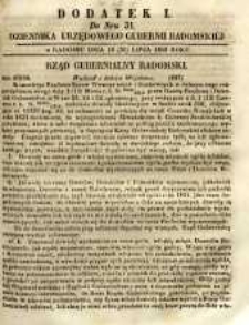 Dziennik Urzędowy Gubernii Radomskiej, 1852, nr 31, dod. I