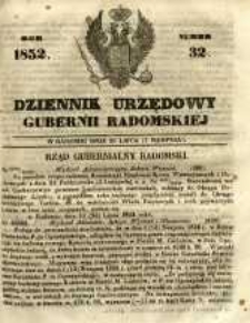 Dziennik Urzędowy Gubernii Radomskiej, 1852, nr 32