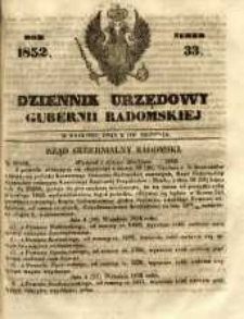 Dziennik Urzędowy Gubernii Radomskiej, 1852, nr 33