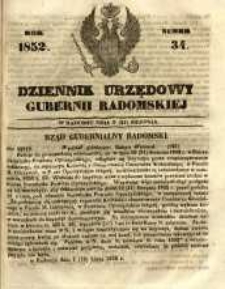 Dziennik Urzędowy Gubernii Radomskiej, 1852, nr 34
