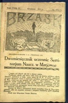 Brzask: Dwumiesięcznik uczennic Seminarium Nauczycielskiego w Mari&oacute;wce, 1930, R. (8) 4, nr (31) 15