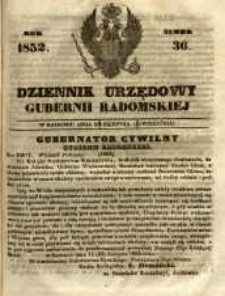 Dziennik Urzędowy Gubernii Radomskiej, 1852, nr 36