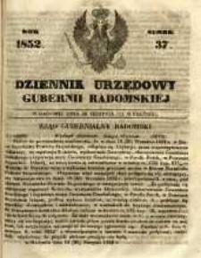 Dziennik Urzędowy Gubernii Radomskiej, 1852, nr 37