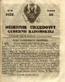 Dziennik Urzędowy Gubernii Radomskiej, 1852, nr 40