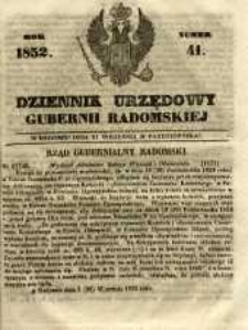 Dziennik Urzędowy Gubernii Radomskiej, 1852, nr 41