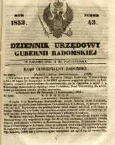 Dziennik Urzędowy Gubernii Radomskiej, 1852, nr 43