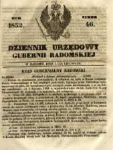 Dziennik Urzędowy Gubernii Radomskiej, 1852, nr 46