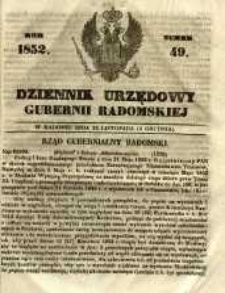 Dziennik Urzędowy Gubernii Radomskiej, 1852, nr 49