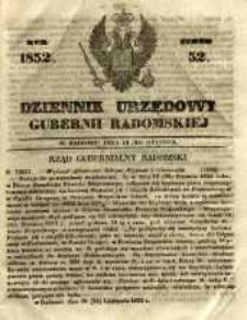 Dziennik Urzędowy Gubernii Radomskiej, 1852, nr 52