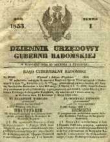 Dziennik Urzędowy Gubernii Radomskiej, 1853, nr 1