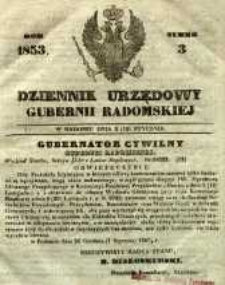 Dziennik Urzędowy Gubernii Radomskiej, 1853, nr 3