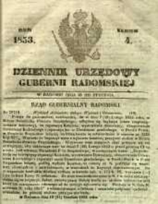Dziennik Urzędowy Gubernii Radomskiej, 1853, nr 4